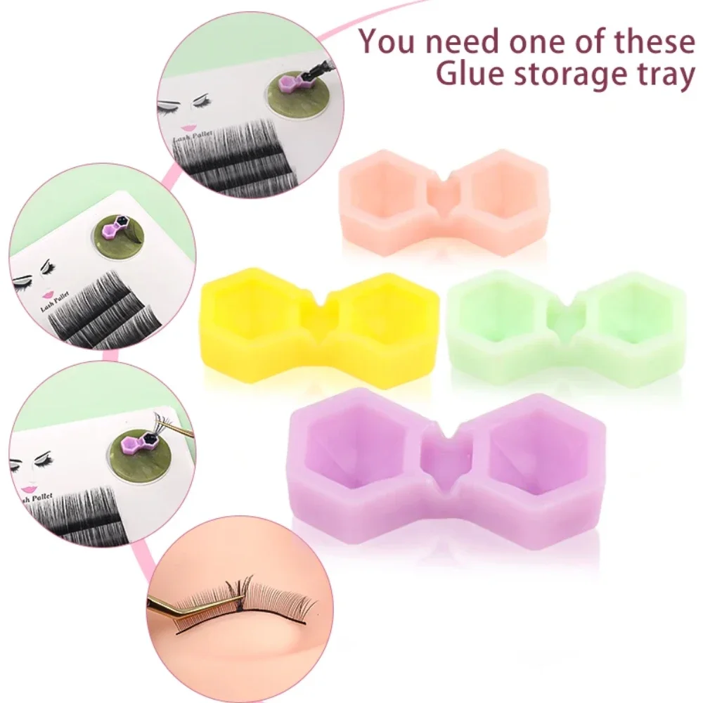 Copos de cola para extensão de cílios, 200 peças, com 2 furos, pigmento de tinta de tatuagem, recipiente, enxertia de cílios, ferramentas auxiliares de maquiagem