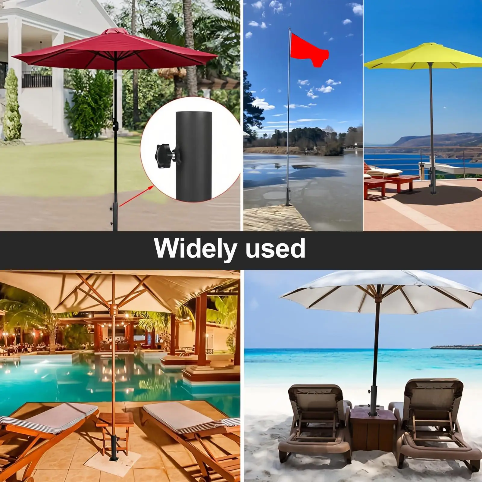 Outdoor Parasol Base Waterproof Sun Umbrella Stand Metal Weighted Holder for Garden Terrace Leisure Area