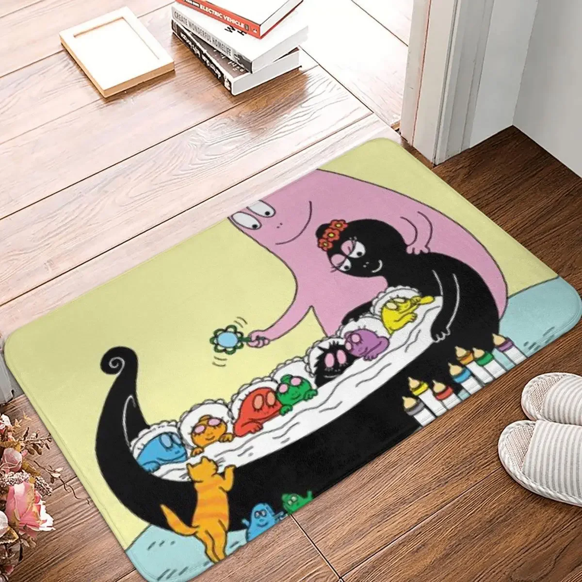 Non-slip Doormat Les Barbapapa Family Anime Baby Sleep Carpet Bath Kitchen Mat Outdoor Indoor Decor