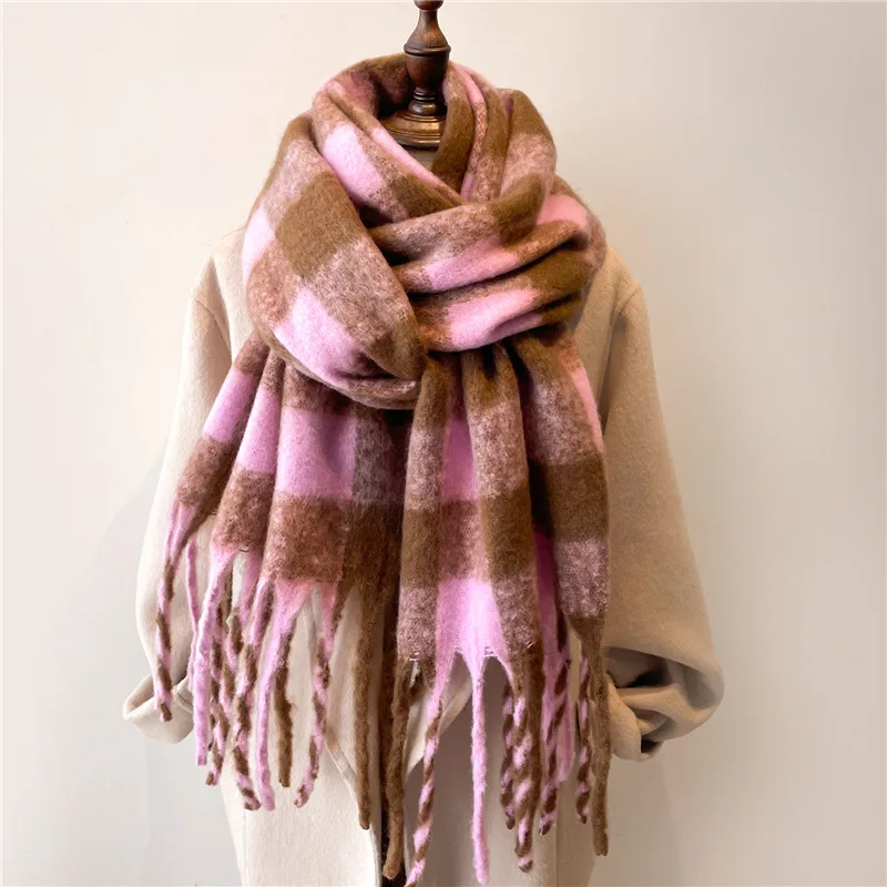 New 220X40cm Autumn Winter Men Women Long Scarf Luxury Designer Wraps Fashion Tassel Cell Thickening Warmth Scarves High Quality