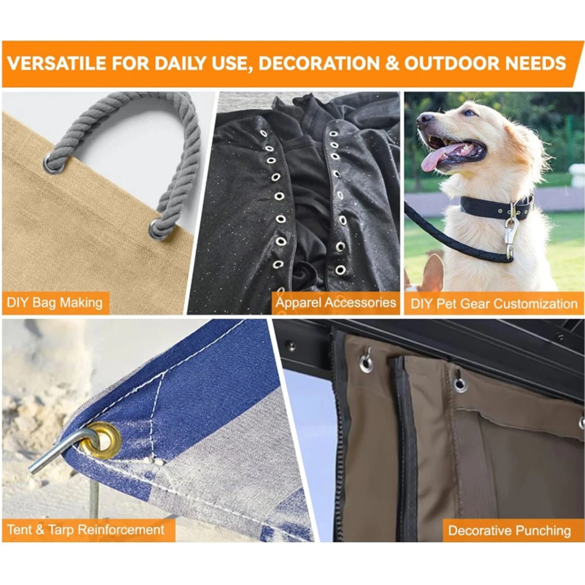 6/10mm Eyelet Grommet Tool Kit With 100 Sets Eyelet Grommet Hole Punch Hand Install Pliers Machine For Leather Canvas Clothing image 5