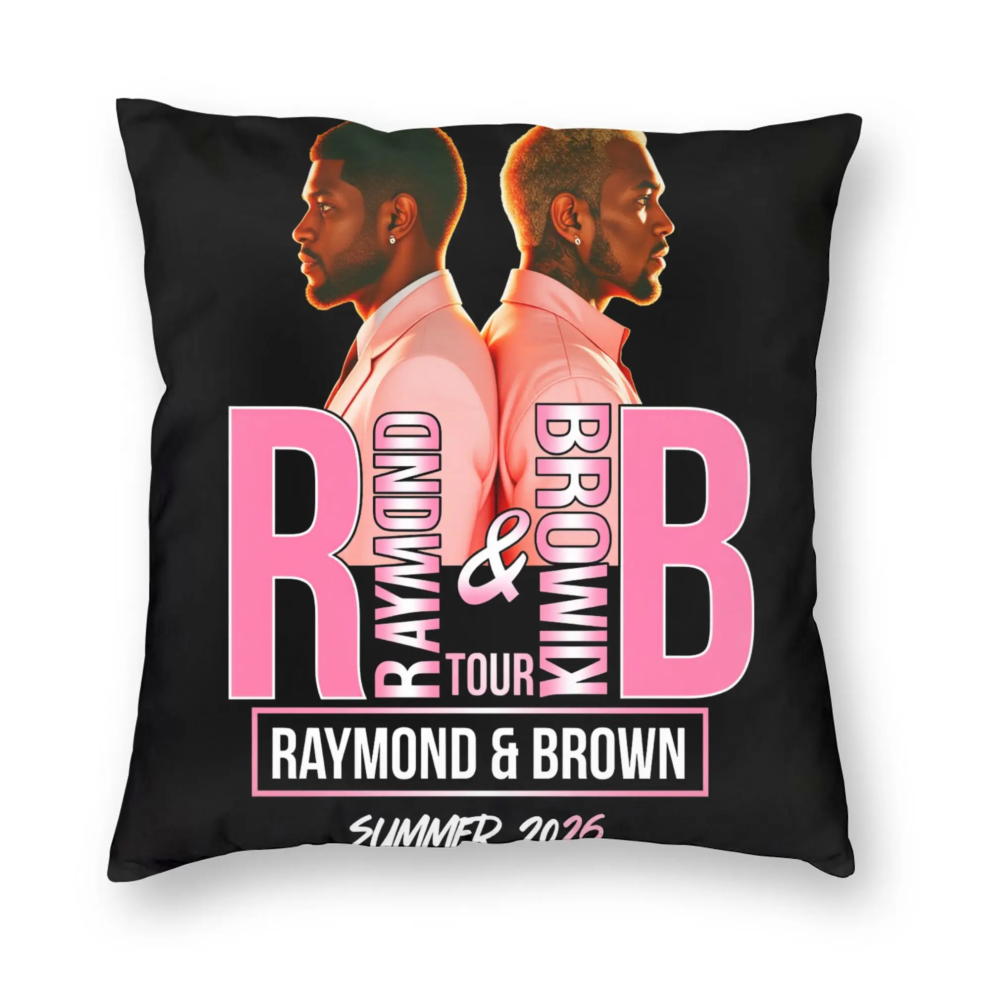Chris Brown And Usher The Rb Tour Pillow Cover  Raymond And Brown Retro Pillow Case For Couch Sofa Bedroom Square Pillowcases