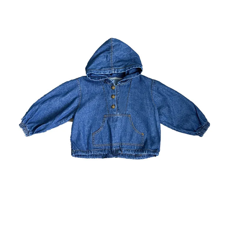 Cowboy Jacket 2024 Autumn New Boys and Girls Denim Jacket Korean Baby Casual Loose and Versatile Hooded Jacket