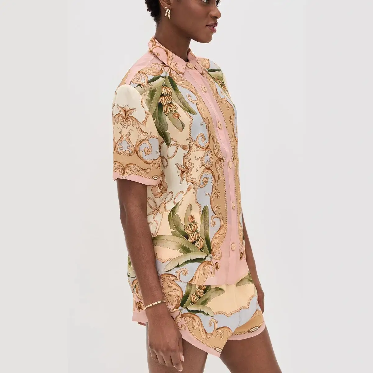 MLKSSJ Nouvelle station indépendante transfrontalière Casual Faion Linen irt Ele Sle Plant Motif floral Taille mi-basse PVC F...