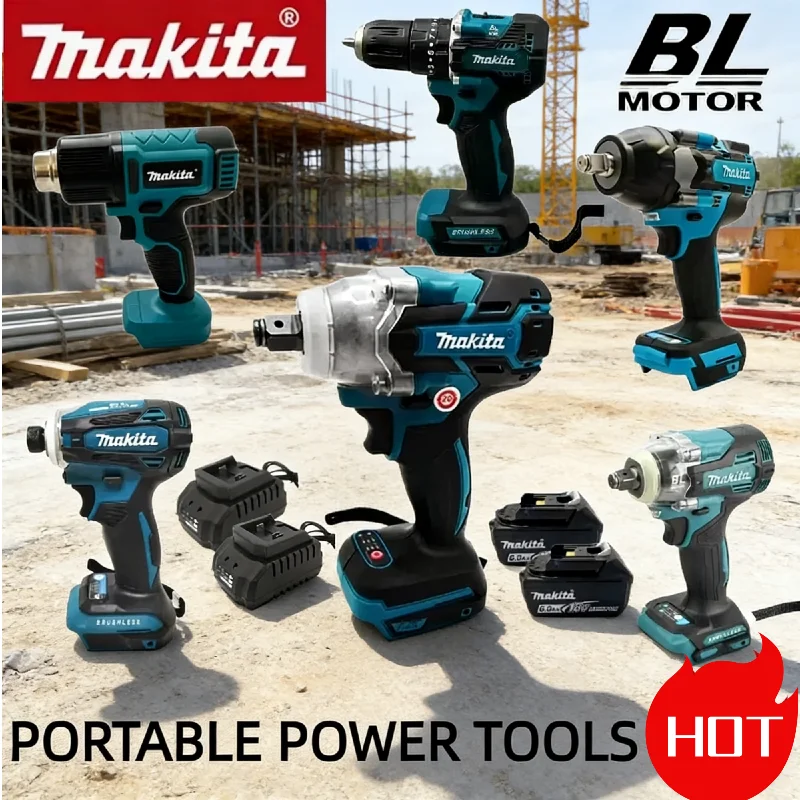 

Makita Cordless Brushless Drill Combo: Digital Heat Gun, Impact Driver / Wrench, DTW600, DDF487, DTD173,DTD171, DTW700, TW004G