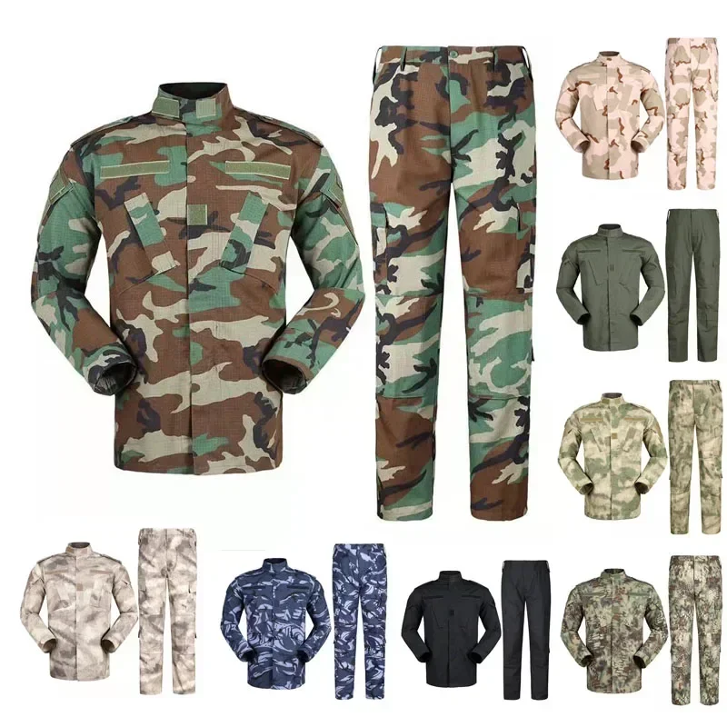 Hot Durable and Wear-resistant Men's Camo ACU Uniform 2PC Set Training Wear Security Officer Uniforms