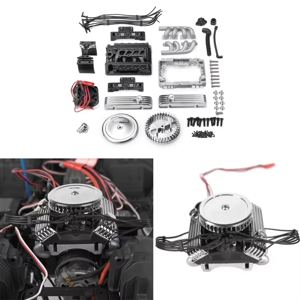 

Вентилятор охлаждения для радиоуправляемых краулеров 1/10 F82 V8 - имитация радиатора двигателя для Axial SCX10 90046 TRX4 D90, детали для охлаждения двигателя