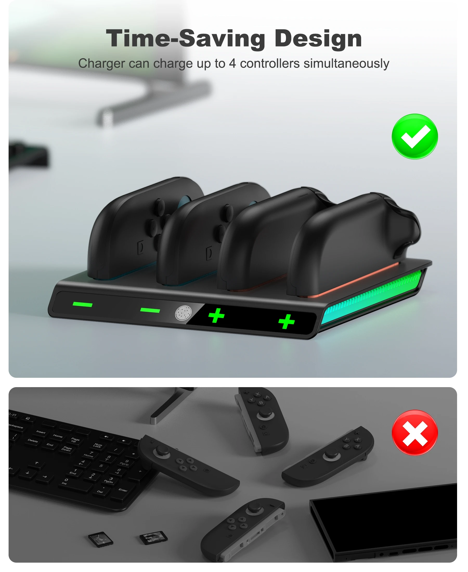 BEBONCOOL Charging Dock for Switch 2 Joy Con & OLED Model  Charging Station  Charger for Switch 2 OLED Control - view 4