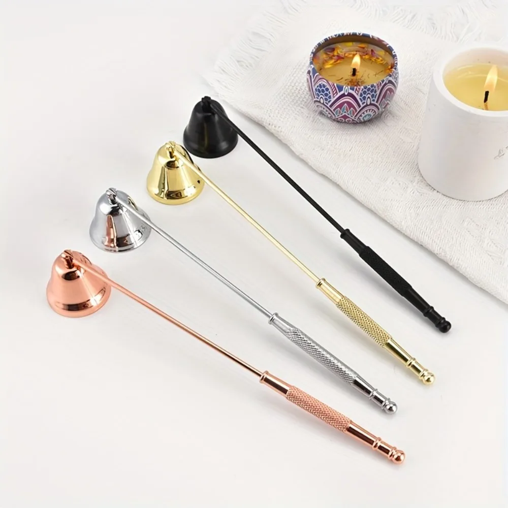 Multi Color Long Handle Scented Candle Extinguisher Golden Sliver Rose Gold Stainless Steel Small Bell Home Decor Household Tool