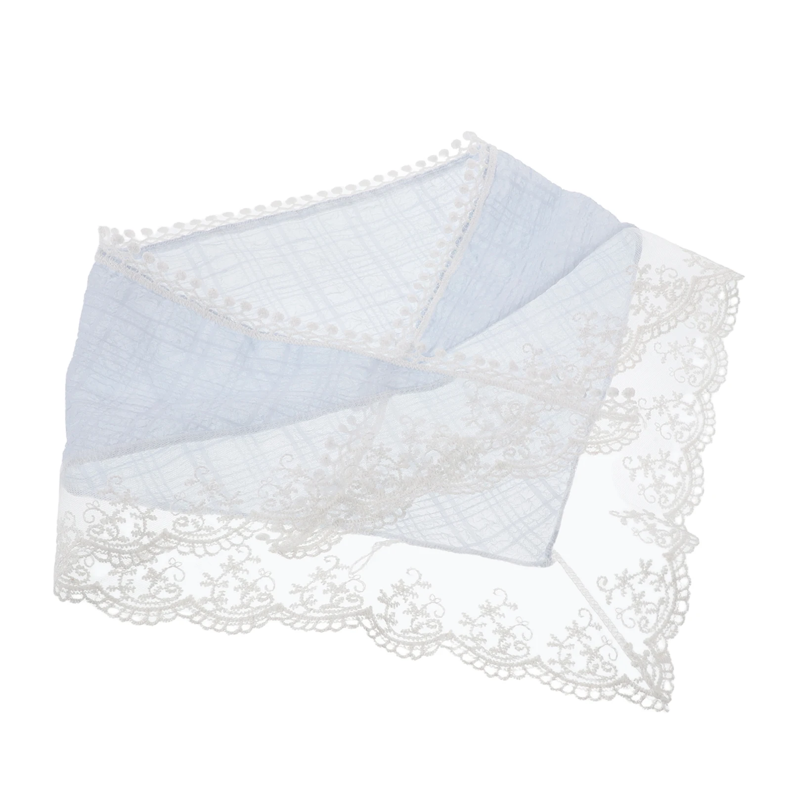 

Triangle Turban French Scarf Headband Skyblue Polyester Women Hair Accessories Long Neckerchief NonSlip Lace Scarf Retro Bandana