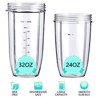 Blender Replacement Parts for NutriBullet Blenders 600W/900W/PRO - Extractor Blade & 32Oz Huge Cups & 24Oz Huge Cups E