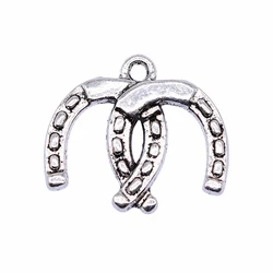 10pcs/lot 20x17mm Double Horseshoe Charms For Jewelry Making Antique Silver Color 0.79x0.67inch