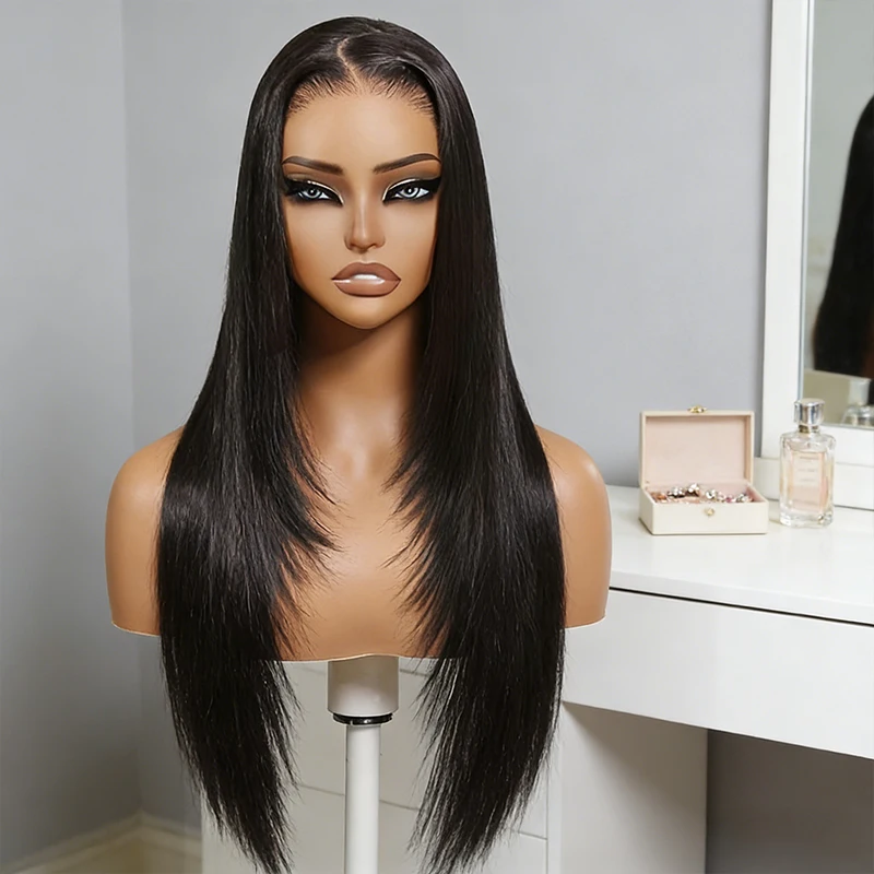 

100% человеческие волосы, готовые к ношению, прямой кружевной закрытый парик 13x4 HD, предварительно вырезанный парик фронта шнурка, женский натуральный цвет