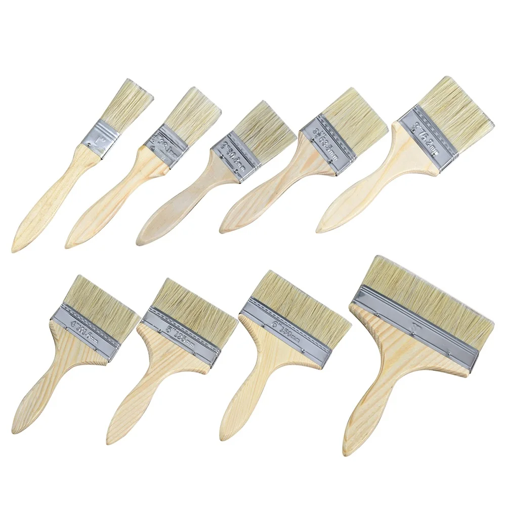 

9PCS Paint Set Natural Bristles Durable Furniture Restoration Paint Brushes Set Artist Tools Chairs Tables Walls