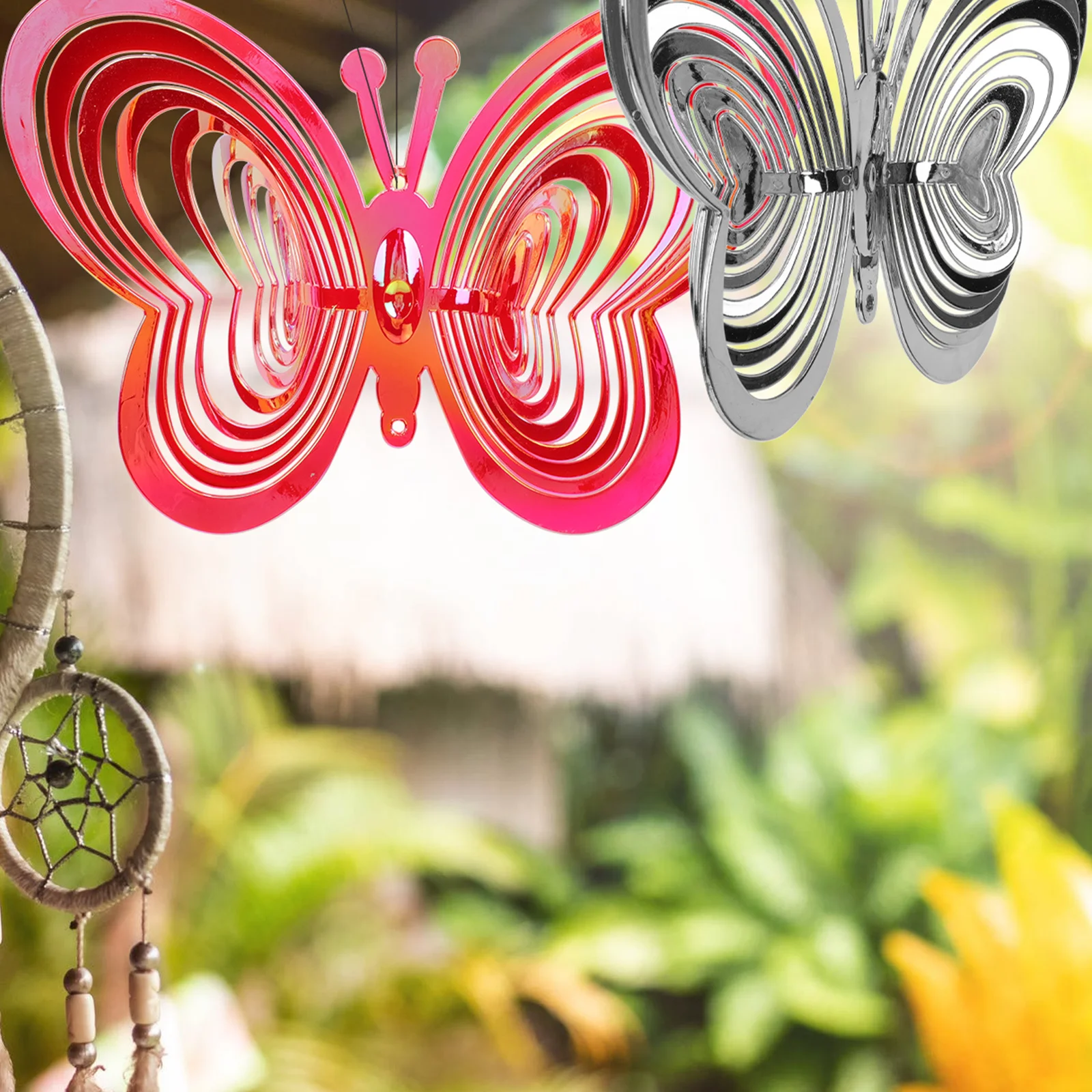 

3Pcs Bird Repeller Butterfly Shape Windmill Outdoor Yard Garden Reflective Hanging Decor Pest Control Wind Power Protector