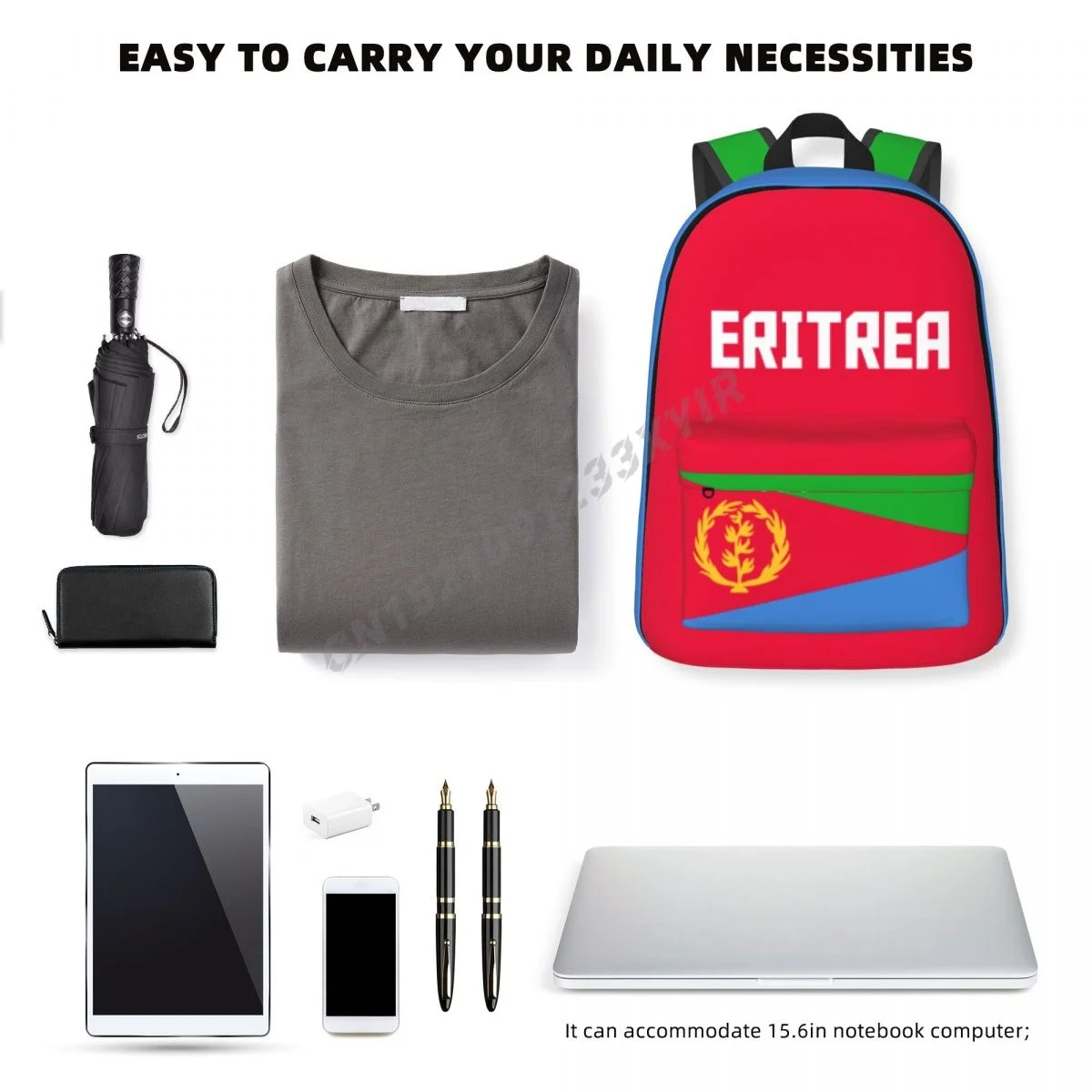 Unisex Backpack Eritrea Flag Eritrean Stitch Schoolbag Messenger Bag Case Laptop Travel Bag Mochila Gift