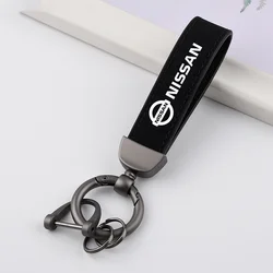Leather Suede Car Keychain Zinc Alloy Keyrings Charm For Nissan Qashqai J10 Juke Pulsar Altima Sentra Patrol Micra Rogue Almera