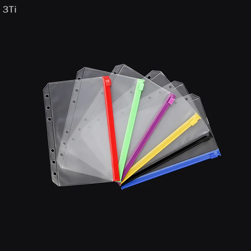 1/6PCS A6 PVC impermeabile buste per contanti budget buste per raccoglitori con cerniera tasche per raccoglitori a 6 fori per notebook pianificatore raccoglitori di viaggio