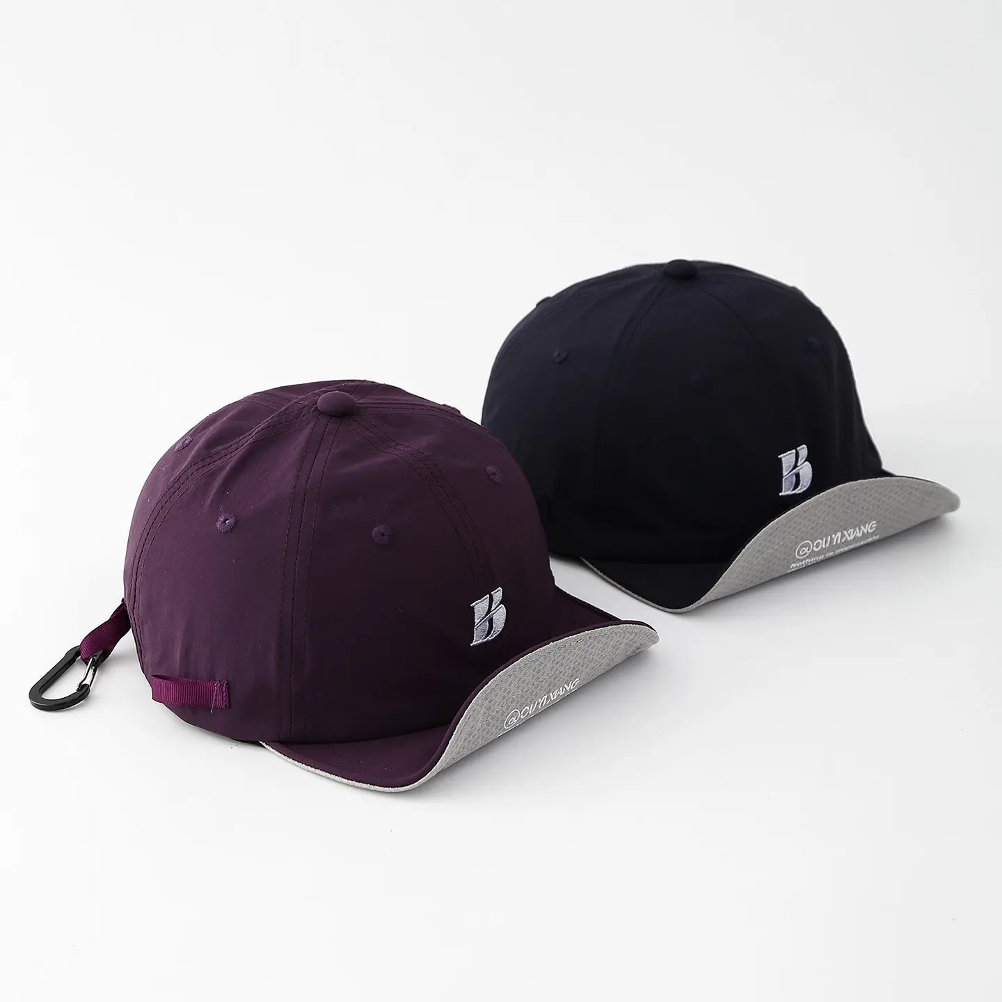 Vintage B letter soft brim corrugated tooling cap men's and women's spring and summer short brim baseball cap