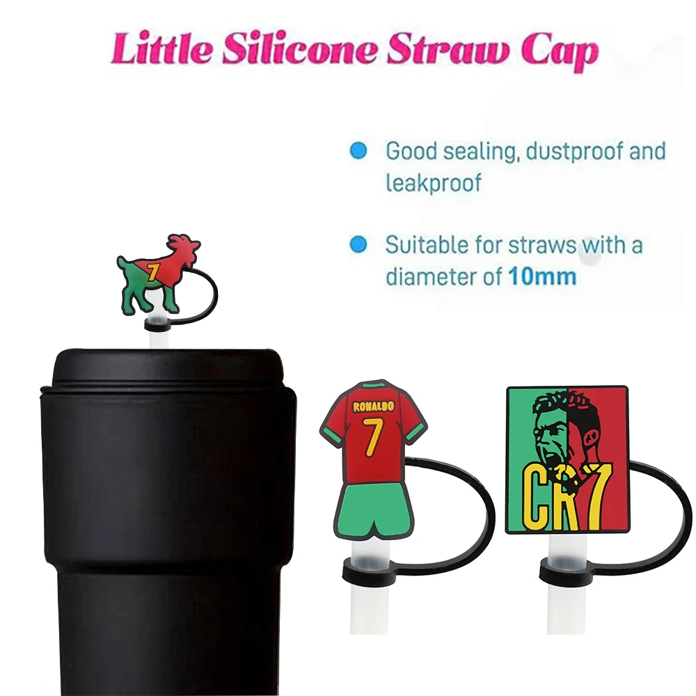 Football Star Silicone Straw Toppers for 10mm,Straw Caps for Glass Cup,with 30&40Oz Tumbler with Handle Dust-Proof Reusable