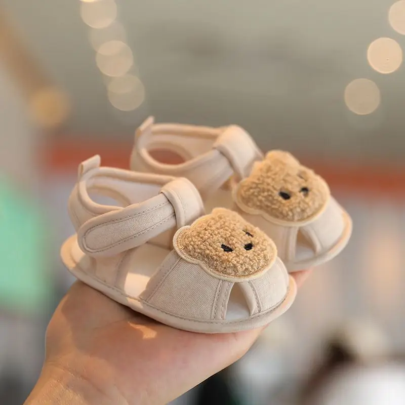 Cute Bear Soft Sole Comfortable Sandals for Infants and Toddlers Baotou Anti Kick First Step Shoes 0-18 Months