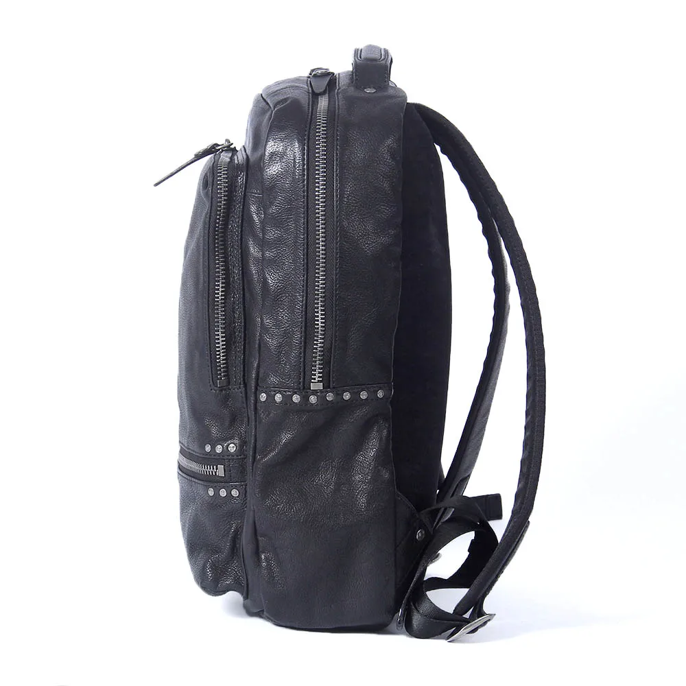 S.WORKER Lässiger Rucksack aus echtem Rindsleder, Herren-Laptop-Rucksack, Tagesrucksack mit großer Kapazität, Reisetasche, Schultasche – Detail 9
