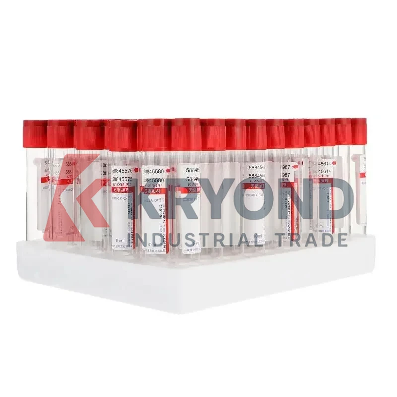 100pcs 10ml Blood Collection Tube Test Tubes with Lids Glass Disposable Vacuum Red Collector Experiment Cover Original Product