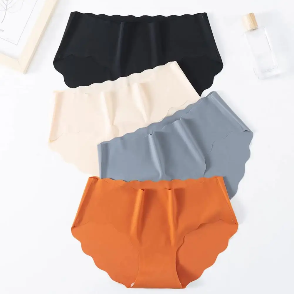Women Underpants Seamless Japanese Style Ice Silk Underwear Thin Quick Dry Waved Edge Moisture-wicking Lady Briefs 95
