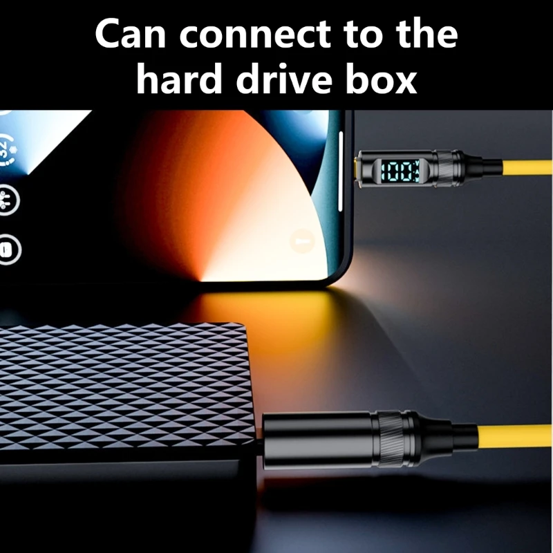 100W USB C to USB C Spring Cable 1.8M with Digital Display for OTG, 8K Video, Headphones, HDD Enclosure