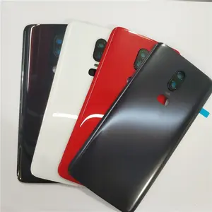 Bilashmart Oneplus 6 Glass Back Cover Repair Replace Phone Battery Door Case With Camera Lens