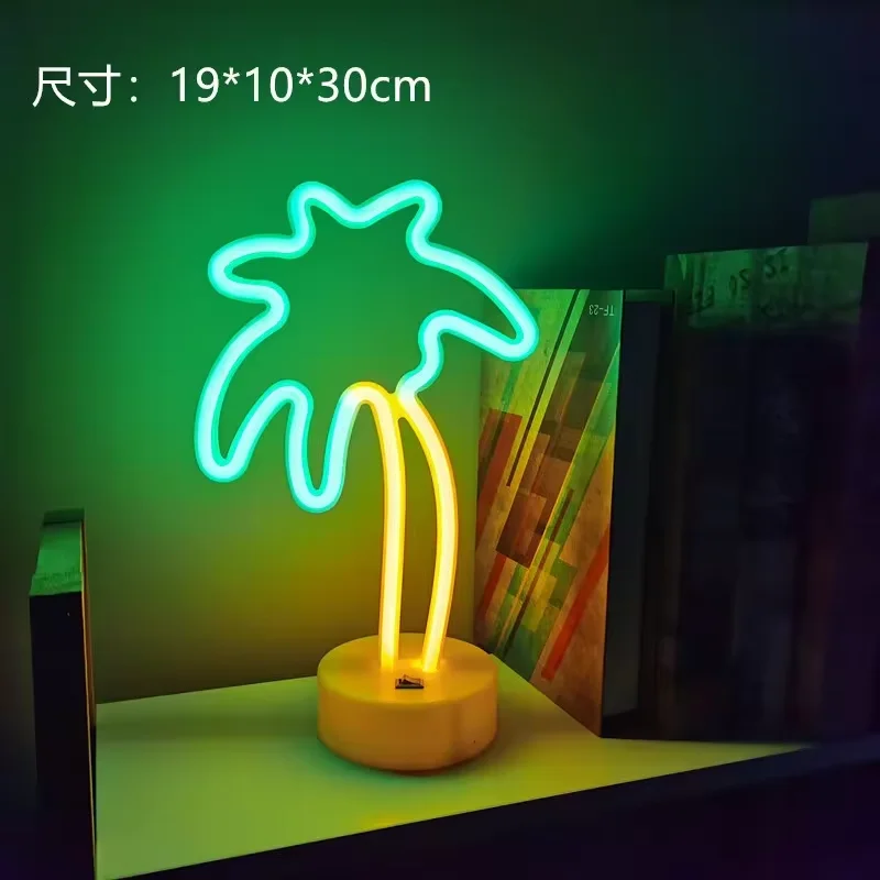 Christmas Tree  LED Neon Light  Cactus Coconut Tree Pineapple Unicorn Night Light Table Lamp for Bedroom Decoration Bar Party