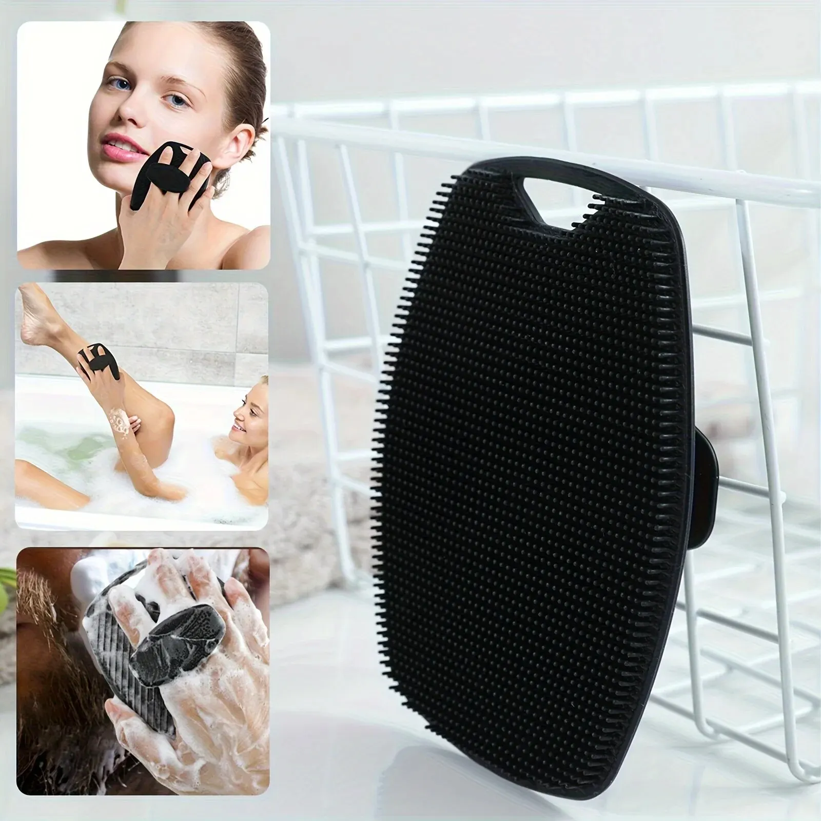 Exfoliating Silicone Bath Brush Portable Wall Mounted Shampoo Brush Bath Face Washing Cleaning Brush Bath Gadget