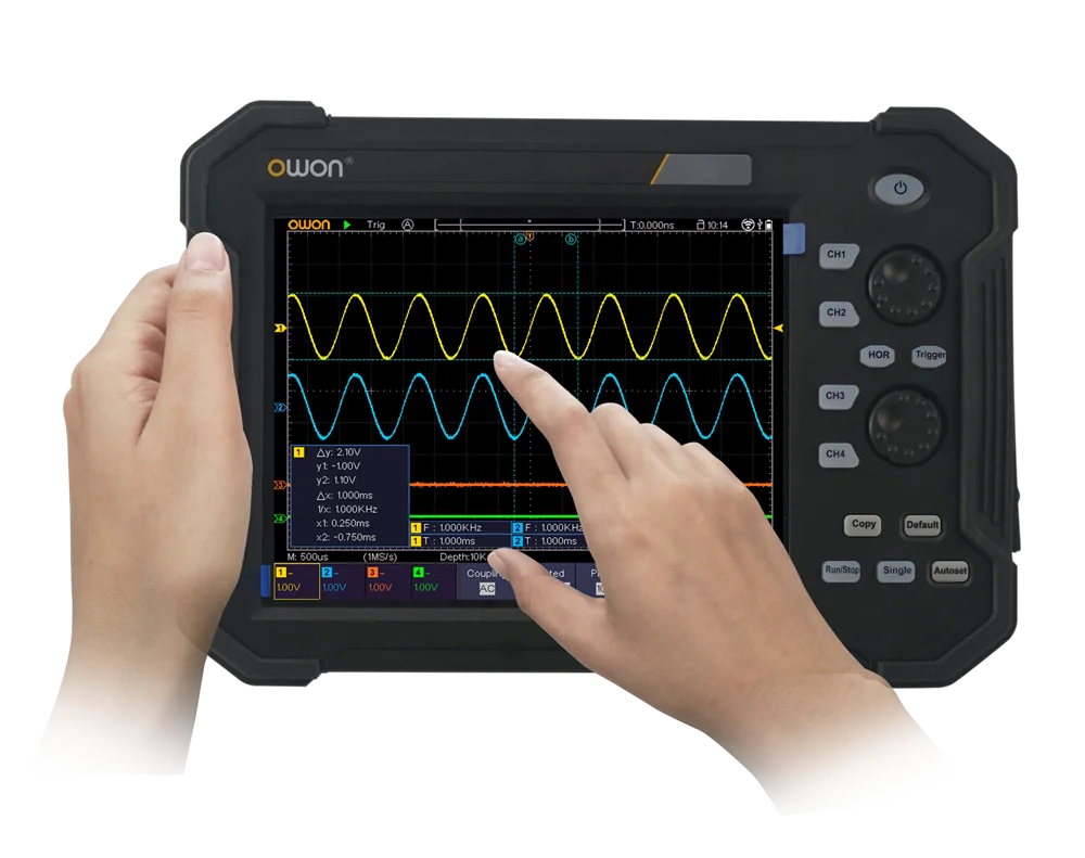 Tablette oscilloscope numérique Owon TAO3074/3104, 8 pouces LCD 800x600 8 Bits 4CH 100MHz bande passante 1GS/s