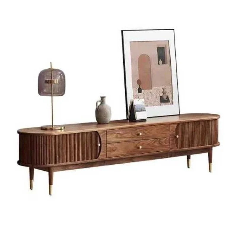 

Скандинавский телевизионный шкаф из массива дерева цвета черного ореха, легкий люкс, для небольшой квартиры, комбинированный, простой, современный, для гостиной.