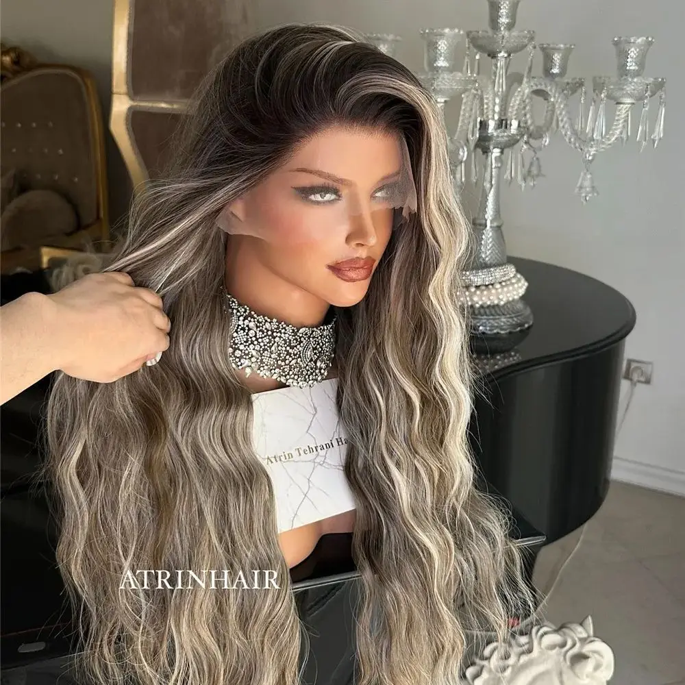 

Синтетические парики: коричневый омбре-балаяж, Hot Star Hair, маленький и большой размер, без клея, длинные, с эффектом водной волны, дешевые парики на распродаже, 28 дюймов