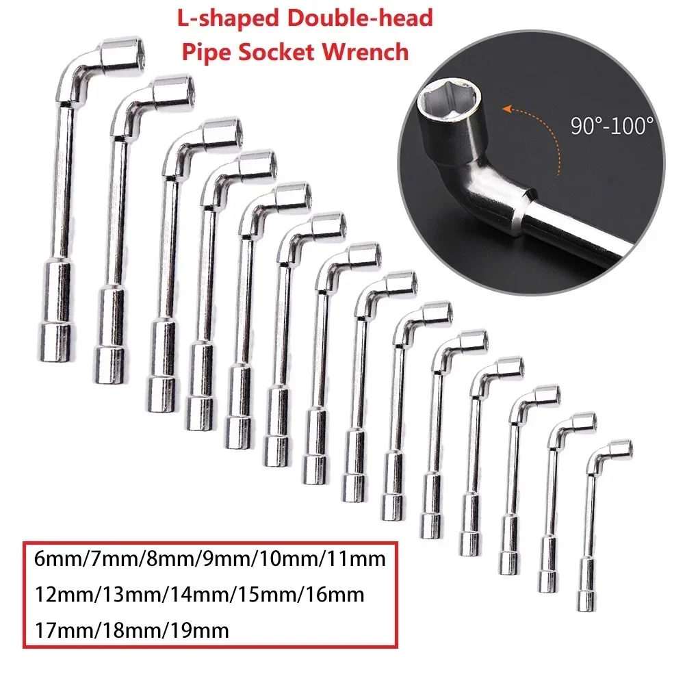 Double-head Casing Pipe Socket Wrench L-shaped Perforated Elbow 7-Shaped Hex Workshop Equipment Hand Tools