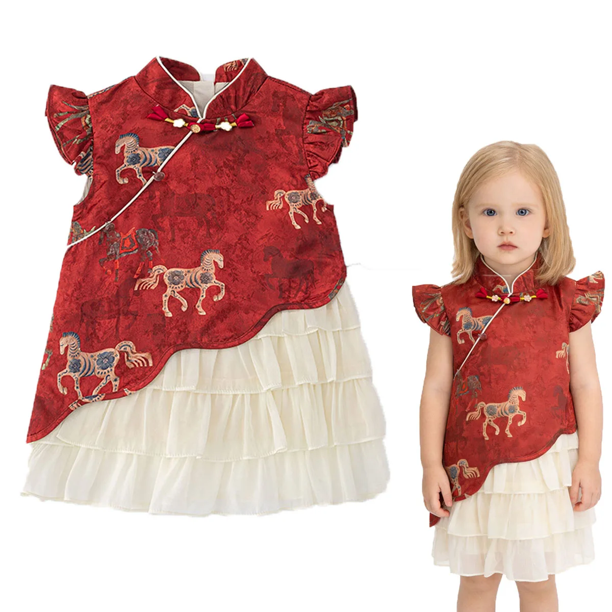 Girl's Summer Chinese Style Dress Super Cute And Stylish Princess Casual Dress