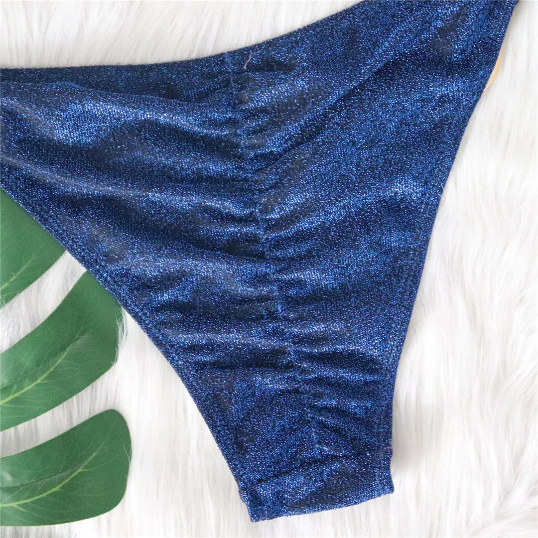 Glitzernder, funkelnder Bikini mit Scrunch-Effekt für Damen, zweiteiliger Badeanzug, Badebekleidung, Badeanzug, Schwimmbikini V4015 – Detail 20