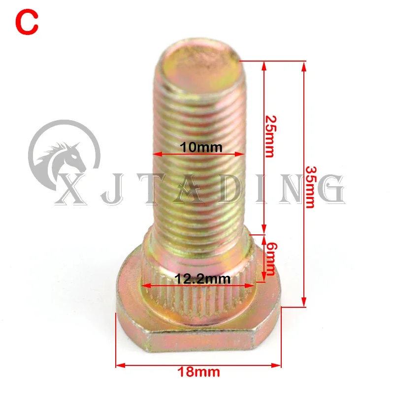 Parafusos de roda estriados de aço m10x1.25 10.9, parafusos de aro de cubo resistentes, substituição universal para atv utv go kart buggy quad, 4 unidades