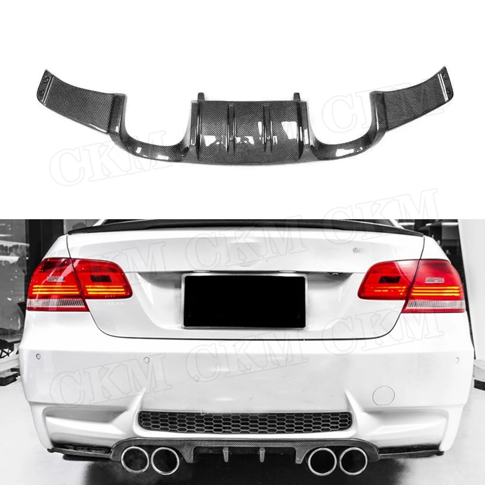 

CKMUUER For BMW 3 Series E92 M3 2008-2013 Carbon Fiber Rear Diffuser Spoiler H Style Bumper Lip Guard Direct Installation