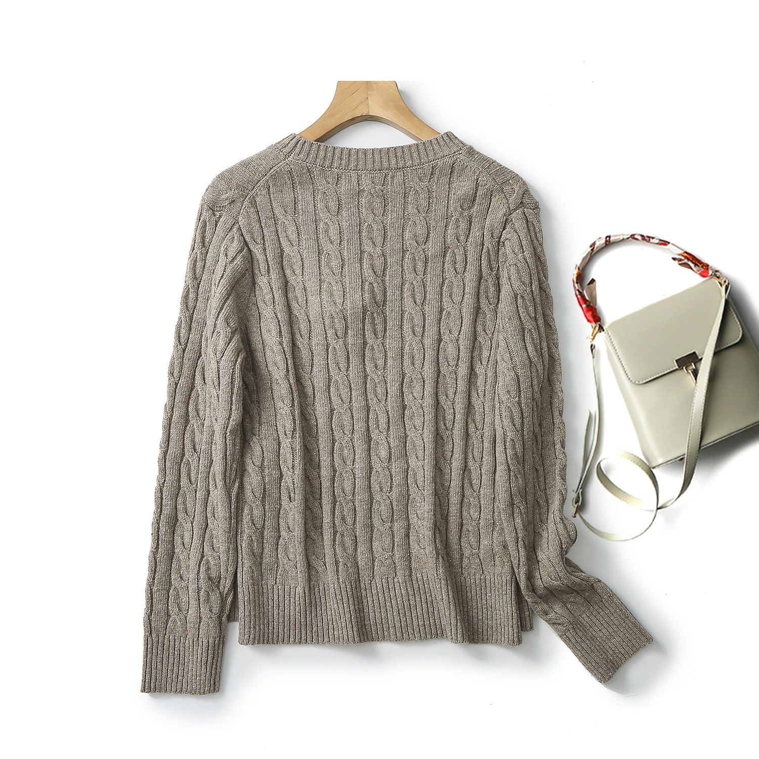 Ethereal MD 2024 new style of French sweet lady commuter style twist knit crewneck sweater sweater