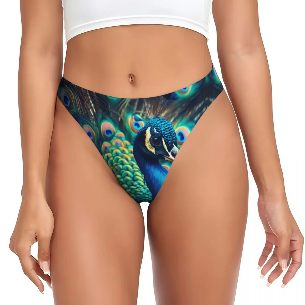 Custom Women's Peacock G-string Personalised Thongs Breathable Panties Underwear