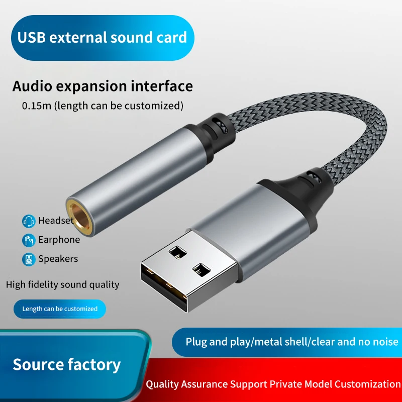 USB External Sound Card 3.5mm Jack Female Audio Adapter Headphone Micphone Sound Adapter for PC Laptop USB to 3.5mm Audio Cable