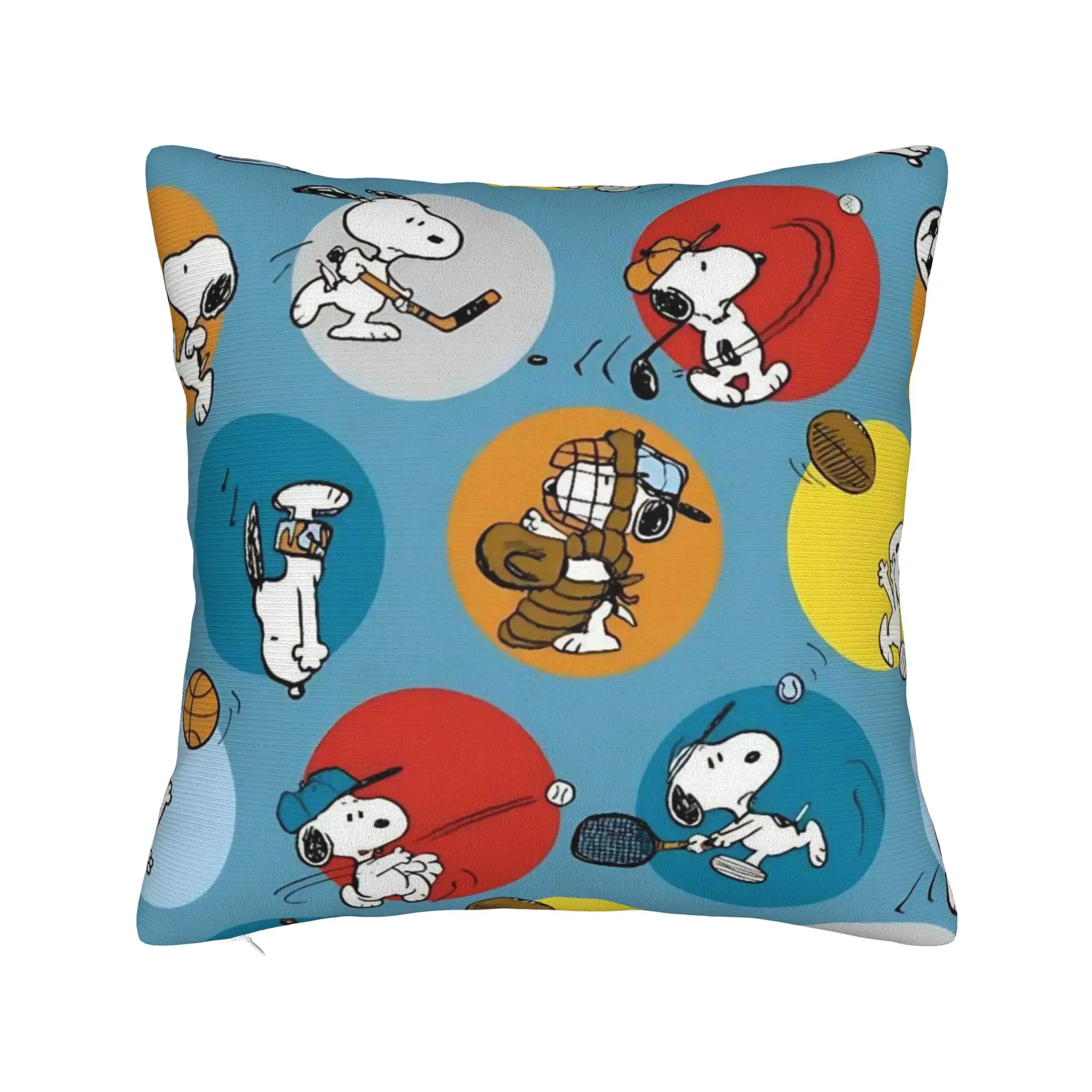 Kawaii 90s S-Snoopys Square Pillow Case  Cushion Covers Vintage Zipper Decor Pillowcase for Car 45x45cm