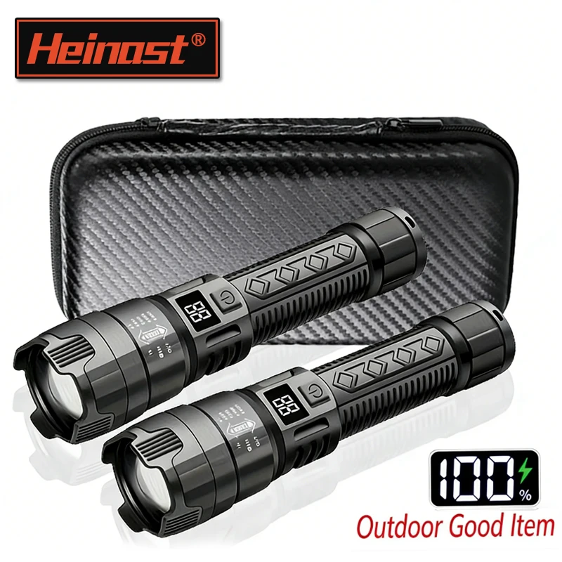 High Strong Power Led Flashlights 2000LM Tactical Torch with Display Light USB Charging Camping Fishing Emergency Zoom Lantern
