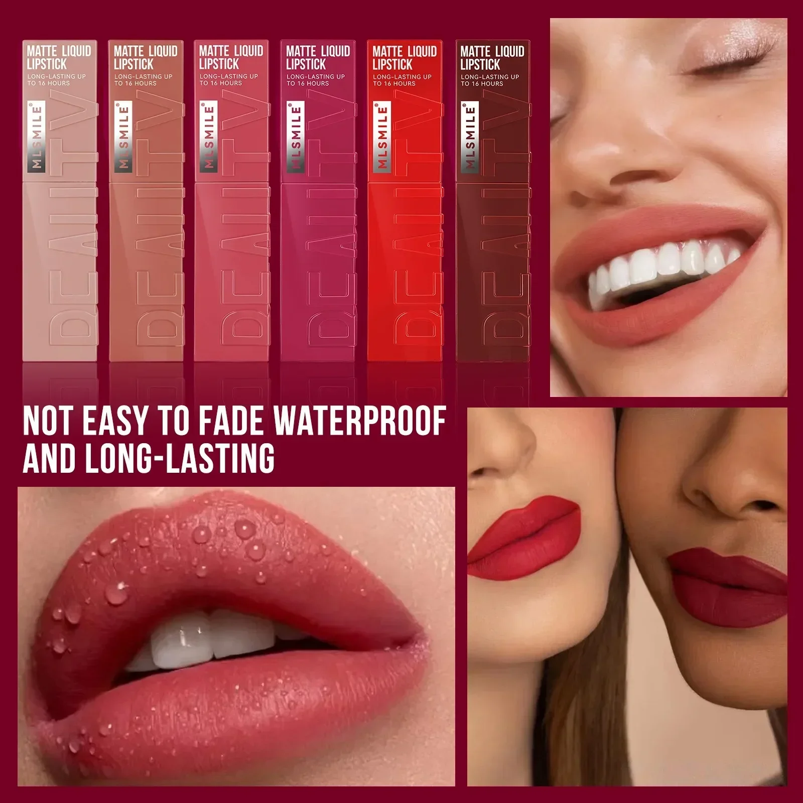 Long Lasting Velvet Matte Lip 6 สี GLOSS กันน้ํา Non-Stick CUP เซ็กซี่ Nude สีแดงสีชมพู Liquid ลิปสติก LIPS แต่งหน้าเครื่องสําอาง