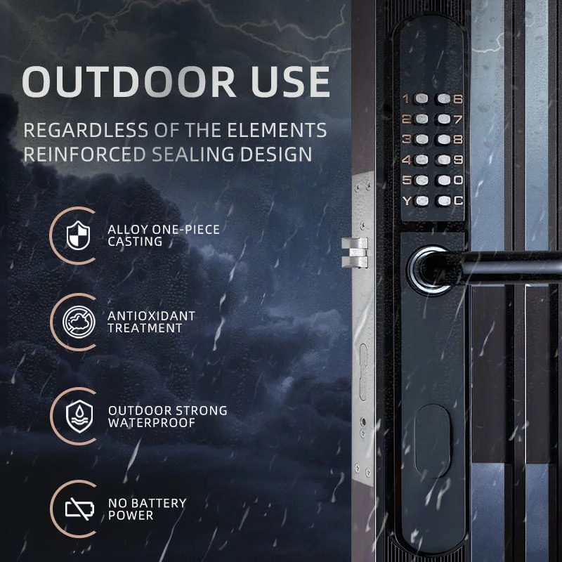 Double Sides Mechanical Combination Lock for Outdoor Patio Door No Power No Wiring Physical Button Password Handle Door Lock