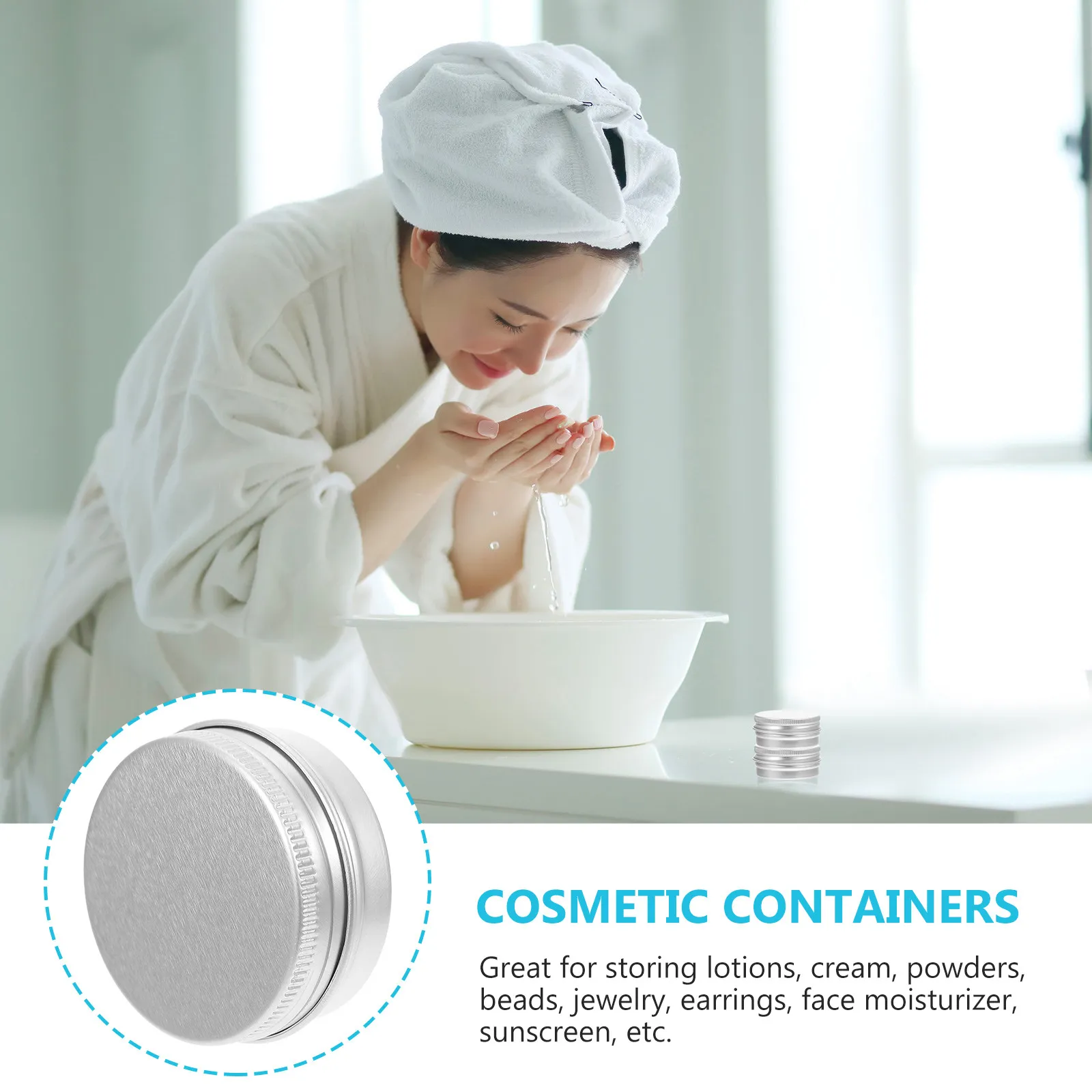 50Pcs Lightweight Aluminum Cream Storage Box Spiral Lid Leakproof Refillable Mini Container for Face Mask Moisturizer Cleanser