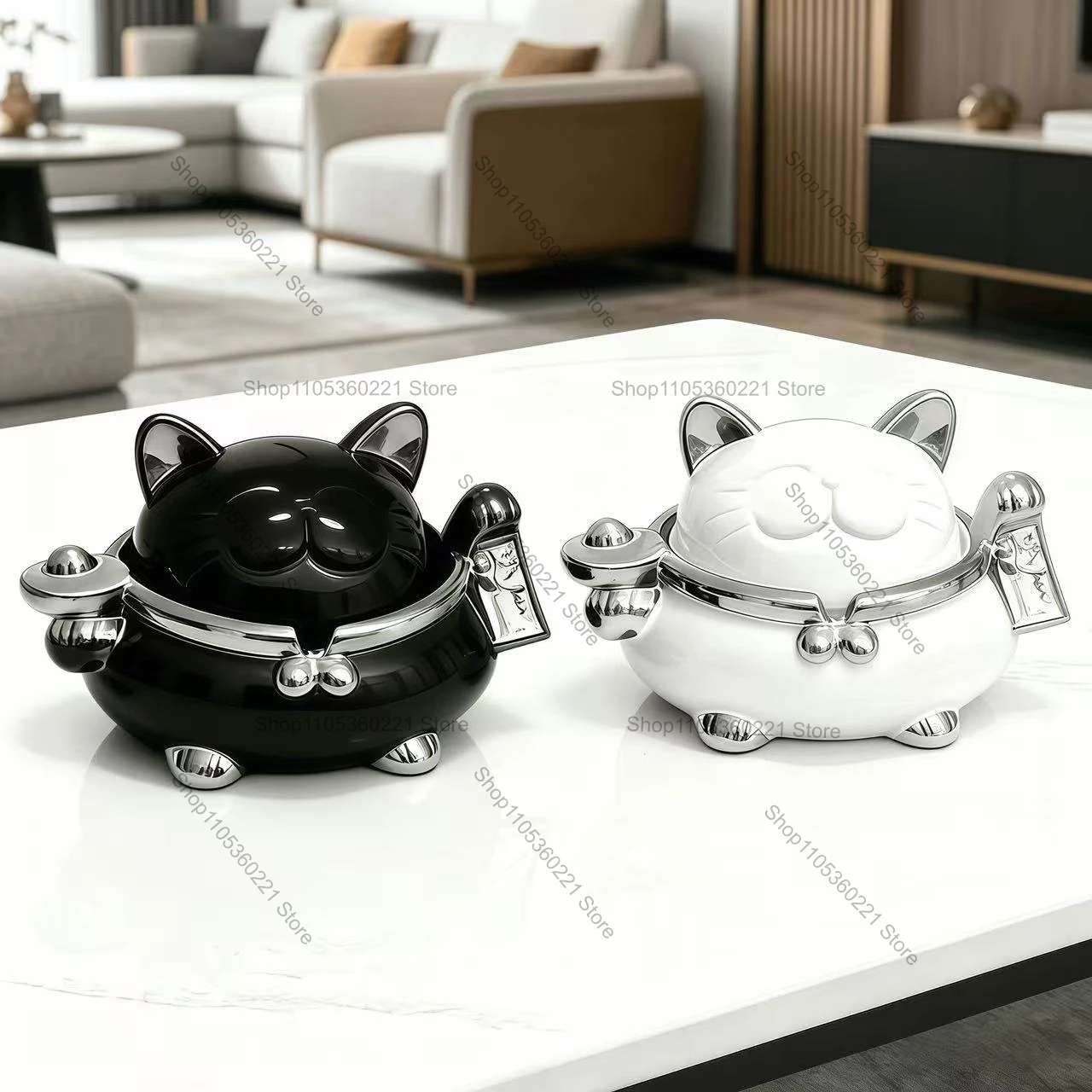 

Maneki Neko Lucky Cat Ceramic Ashtray Cute Kawaii Creative Home Office Smoking Accessories Decoration
