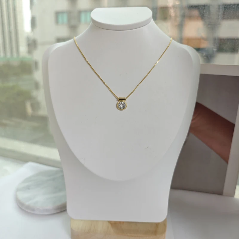 5 pcs/lot Best-Selling Gold Plated Brass Double Sided SAN Benito Charm Necklace Gold Silver Pendant Cross Necklace Jewelry